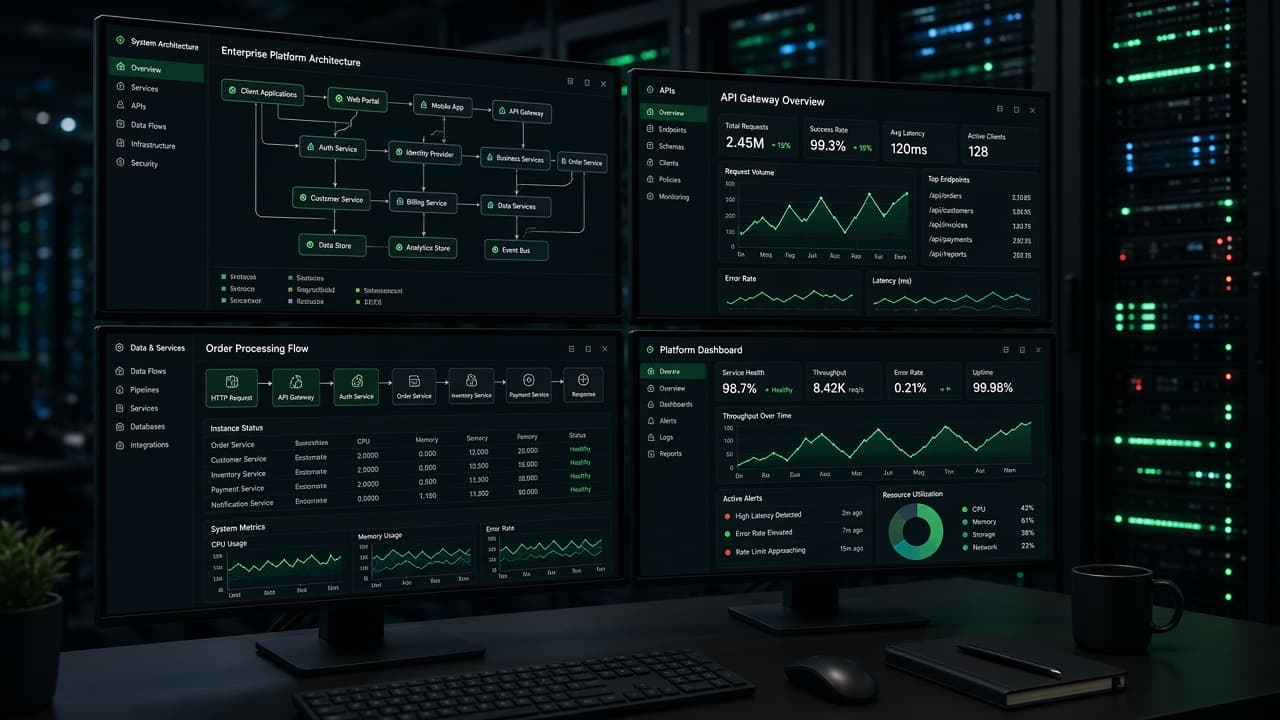 Custom software architecture on multiple screens